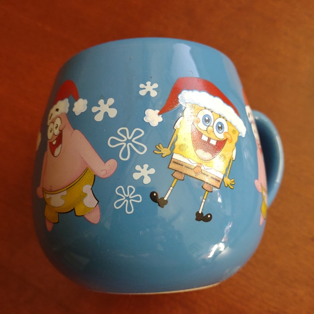 Viacom Patrick SpongeBob SquarePants Christmas Rounded Coffee Tea Mug Cup Blue